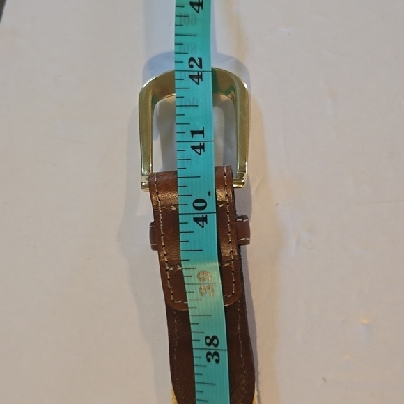 Torino Womens Yellow belt with brown leather ENDS Gold Buckle Sz.L main image 6